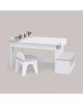 Fantasy Fields by Teamson Kids Little Artist Monet Play Art Table Kids Furniture White/Gray - Ages 3-7