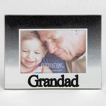 5" x 3.5" Black Glitter Glass Frame - Grandad