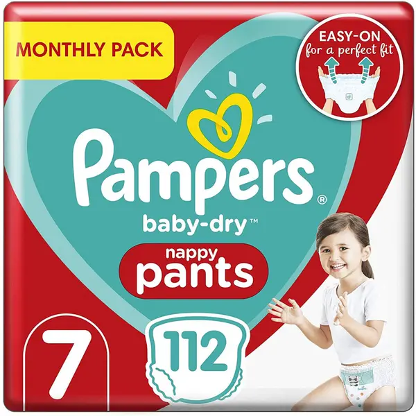 Pampers Baby Dry Nappy Pants Size 7 Monthly Pack 112 Nappies