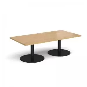 Monza rectangular coffee table with flat round Black bases 1600mm x