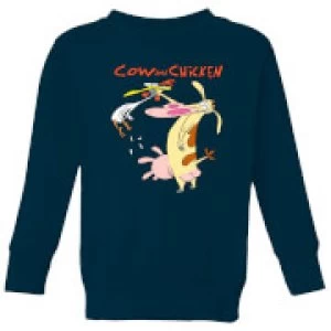 Cow and Chicken Characters Kids Sweatshirt - Navy - 9-10 Years
