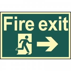 Scan Fire Exit Running Man Arrow Right Sign 300mm 200mm Photoluminescent