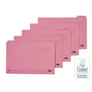 Elba Foolscap Tabbed Folder Recycled Heavyweight 230gsm Pink Pack of 20