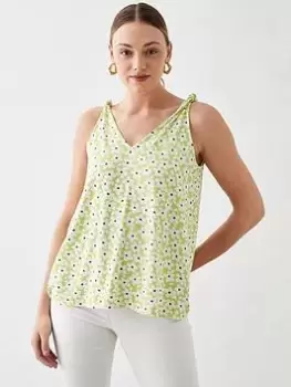 Dorothy Perkins Knot Detail Printed Vest - Lime, Green, Size S, Women