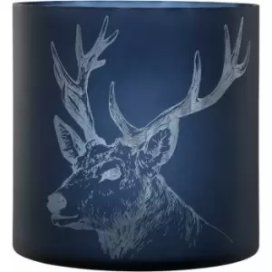 Blue Finish Large Candle Holder Tealight Holder With Stag Pattern Holders For Bedroom Living Room And Hallways 29 x 29 x 29 - Premier Housewares