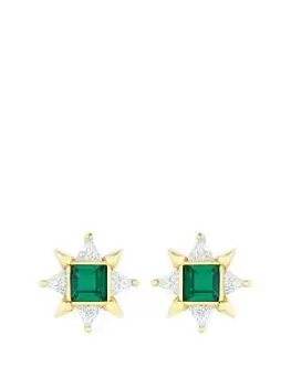 Jon Richard Gold Plated Emerald Centre Star Stud Earrings