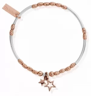 ChloBo Rose And Silver Double Star Bracelets MBMNSR739 Jewellery
