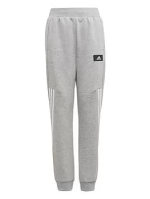 Adidas Boys Future Icons 3 Stripe Tapered Pant, Grey/White, Size 9-10 Years