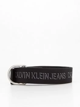 Calvin Klein Jeans Slider D-ring Webbing Belt - Black, Size 105 Cms, Men
