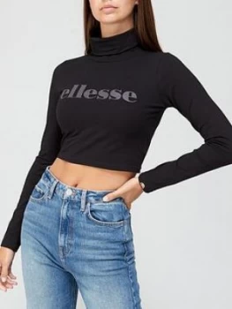 Ellesse Heritage Volitans Crop Long Sleeve T-Shirt - Black, Size 16, Women