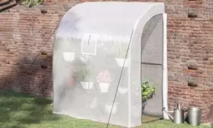 Outsunny Walk-In Lean to Wall Greenhouse with Windows and Doors: Green