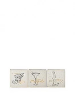 Graham & Brown Drinks Collection ; Set Of 3 Printed Canvases