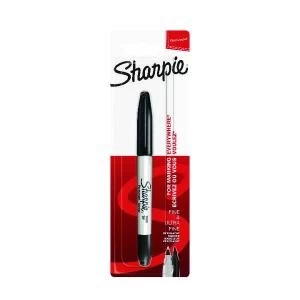 Sharpie Permanent Markers Twin Tip Blister Black Pack of 12 S0811100
