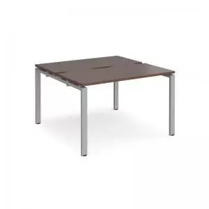Adapt back to back desks 1200mm x 1200mm - silver frame and walnut top