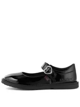 Kickers Adlar Heart Mary Jane Patent School Shoe, Black, Size 1 Older