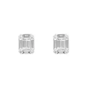 18ct White Gold 0.34ct Diamond Baguette Cut Cluster Stud Earrings