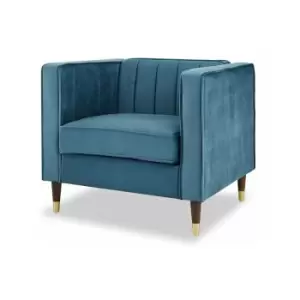 Thomas V2 Blue Velvet 1 Seater Sofa