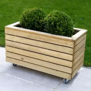 2a 7 x 1a 4 Forest Linear Double Wooden Garden Planter with Wheels (0.8m x 0.4m)