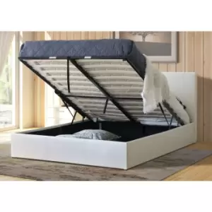 Modernique - White 6ft, Ottoman Super King Sized Storage Bed Faux Leather in White - White