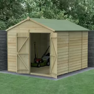 10' x 8' Forest Beckwood 25yr Guarantee Shiplap Windowless Double Door Apex Wooden Shed - Natural Timber