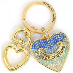 Ladies Juicy Couture PVD Gold plated Blue Pave Heart Keyfob