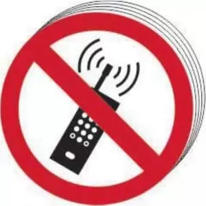 &lsquo;No Mobile Phones Symbol&rsquo; Sign; Self-Adhesive