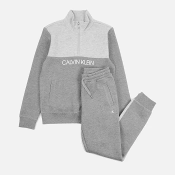 Calvin Klein Boys' Colour Block Zip-Up Sweatpants Set - Mid Grey Heather - 14 Years