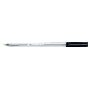 Office Ball Pen Clear Barrel Medium 1.0mm Tip 0.7mm Line Black Pack of