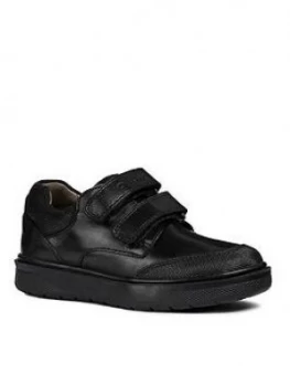 Geox Boys Riddock Two Strap School Shoe, Black, Size 1.5 Older