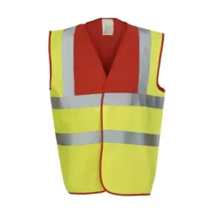 Yoko Adults Unisex Two Tone Class 1 Reflective Jacket (L) (Red/Hi Vis Yellow)