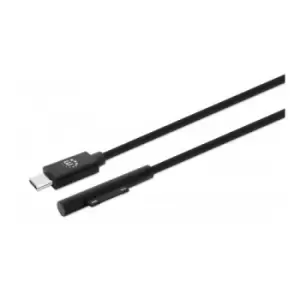 Manhattan USB-C to Surface Connect Cable 1.8m Male to Male. 15V/3A Black Lifetime Warranty Polybag