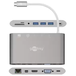 Goobay All-in-One USB-C Multiport Adapter - HDMI, MiniDP, 3 x USB 3.0