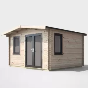 Power 12' x 12' Chalet Log Cabin - Right Side Double Door