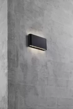 Kinver Outdoor Patio Terrace Metal Wall Light in Black (Diam) 19.5cm
