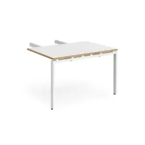 Adapt add on unit double return desk 800mm x 1200mm - white frame and white top with oak edge