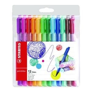 Stabilo Point Max Fineliner Pen Assorted Pack of 12 48812-01