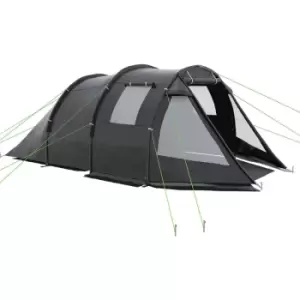3-4 Persons Tunnel Tent, Two Room Camping Tent w/ Windows, Black - Black - Outsunny