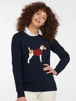 Barbour Barbour Saddle Dog Front 5% Cashmere Jumper - Navy, Size 18, Women
