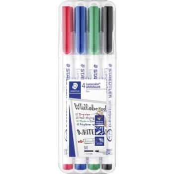Staedtler 301 WP4 Lumocolor whiteboard pen 301 Whiteboard marker Black, Red, Blue, Green 4 pcs/pack