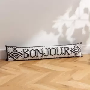 Mosaic Message Bonjour Draught Excluder White/Black