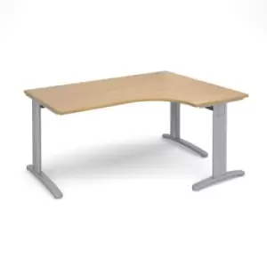 Office Desk Right Hand Corner Desk 1600mm Oak Top With Silver Frame 1200mm Depth TR10 TDER16SO