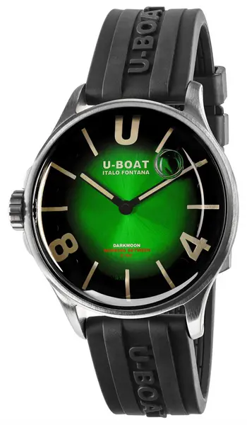 U-Boat 9502 Darkmoon (40mm) Green SS Soleil / Black Silicone Watch