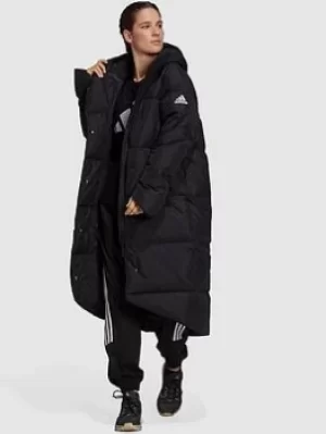 Adidas Big Baffle Down Coat, Black, Size S, Women