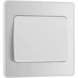 BG Evolve Brushed Steel (White Ins) Single Light Switch, 20A 16Ax, 2 Way, Wide Rocker in Silver