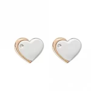 Recycled Silver & Rose Gold Plated Heart Stud Earrings E6159