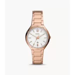 Fossil Womens Ashtyn Three-Hand Date Rose Gold-Tone Stainless Steel Watch - Rose Gold