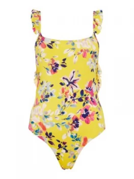 French Connection Linosa frilly swimsuit Yellow