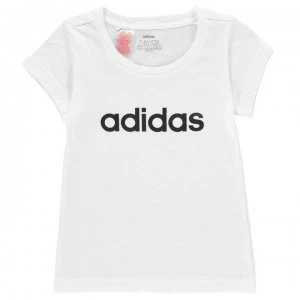 adidas Girls Essentials Linear T-Shirt - White/Black