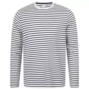 Skinni Fit Unisex Long Sleeve Striped T-Shirt (S) (White/Oxford Navy)