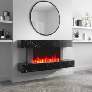 47 Inch Black Marble Wall Mounted Smart WiFi Electric Fireplace - AmberGlo
